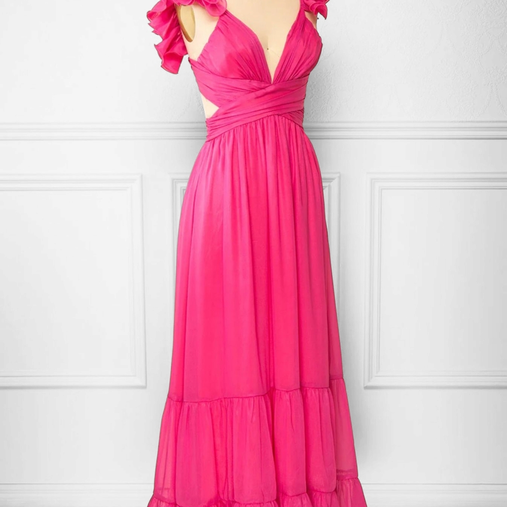 Pink Ruffle Maxi Dress - Picture 5 of 6